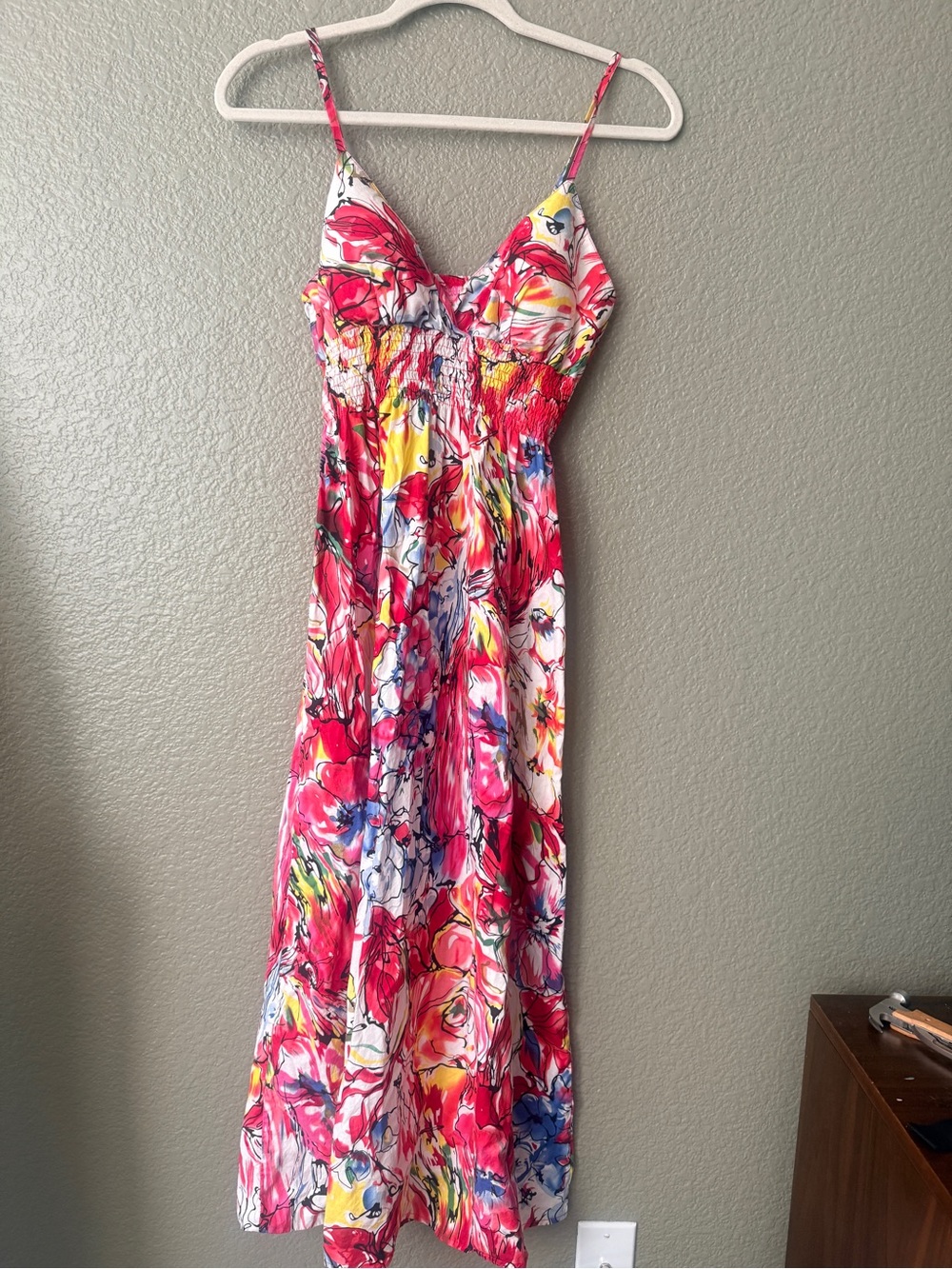 She's Cool Red Floral Maxi Dress with Multicolor Print - Picture 2 of 3